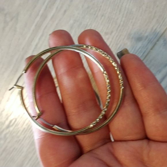 Set of 4 hoop earrings 2 with Crystal - Picture 6 of 8